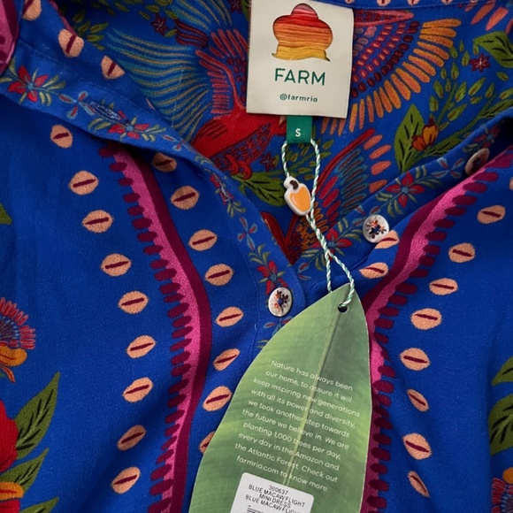 FARM RIO Blue Macaw Flight Mini Dress (S) - Picture 12 of 16